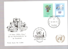 United Nations 1994 BAHNPHILEX - Brieven En Documenten
