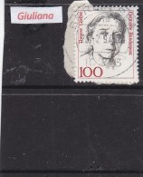 Germania 1988 - Yt 1222 Used 100p Brun-rouge E Gris-noir  Ordinaria Donne Della Storia Tedesca - Otros & Sin Clasificación