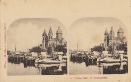 Carte Stereo Hollande Holland Amsterdam Saint Nicolas Kerk Eglise - Cartes Stéréoscopiques