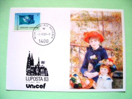 United Nations - Vienna 1983 Special Cancel LUPOSTA 83 On Postcard - Painting Of Renoir - Flag - Lettres & Documents
