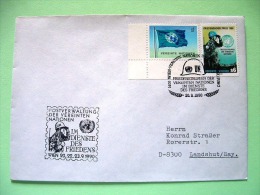 United Nations - Vienna 1990 Special Peace-keeping Cancel On Cover To Germany - Flag - Peace-keeping Force - Soldier - Lettres & Documents