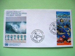 United Nations - Vienna 1992 FDC Cover Clean Oceans - Fishes Seal Dolphins - Covers & Documents