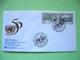 United Nations - Vienna 1995 FDC Cover - U.N. 50 Anniv. - Unperforated (Scott 188 A + B = 4.25 $) - Brieven En Documenten