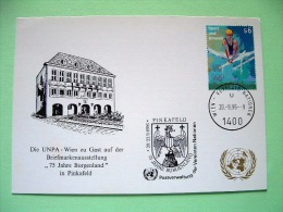 United Nations - Vienna 1996 Special Eagle Burgenland Cancel On Postcard - Sport And Health - Gymnastics - Covers & Documents