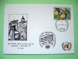 United Nations - Vienna 1997 Special Schubert Graz Cancel On Postcard - Flower Orchid - Fish Music - Covers & Documents