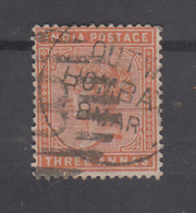 India  QV   3 A   Tied  ...OUTW / BOMBAY... Cancellation   #  83728  Inde Indien - 1882-1901 Empire