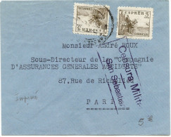 LBL28 - ESPAGNE CENSURE MILITAIRE SAN SEBASTIAN SUR LETTRE DE 1938 - Nationalistische Censuur