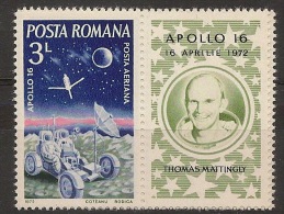 ROMANIA 1972 Apollo Thomas Mattingly - Unused Stamps