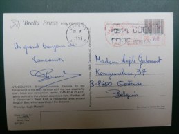 41//600D          CP  POUR LA BELG.  1997  CACHET ROUGE - Storia Postale