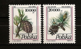 Pologne Polska 1993 N° 3252 / 3 ** Courant, Pommes De Pin, Nature, Flore, Pinus Cambra, Sylvestris, Arbre, Conifère - Neufs