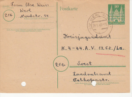 1088- CASTLE GATE, POSTCARD STATIONERY, 1949, GERMANY - Covers - Mint