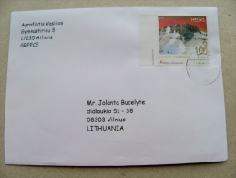 Cover Sent From Greece To Lithuania On 2014, Mountains - Brieven En Documenten