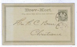 NORVEGE: Entier Postal De Type Carte Postale De 5ore Gris Obl.Mandal En 1882 - Postal Stationery