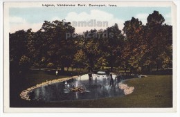 DAVENPORT IA, VANDERVEER PARK LAGOON ~ Ca 1920s Vintage Postcard ~ CITY VIEW - IOWA - Davenport