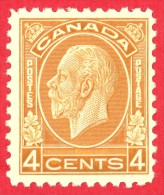 Canada #  198 - 4 Cents - Mint - Dated  1932 - George V " Medallion" / George V "Médaillon" - Ungebraucht