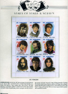 St Vincents: 1991 Très Beau Bloc Feuillet Sur Support  Du Chanteur John Lennon Portrait à Certains Moments De Sa Vie - Sänger