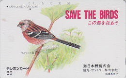 TC Japon / 110-47620 ** ONE PUNCH ** - Série 1 SAVE THE BIRDS 36/60 - OISEAU ROSELIN - BIRD JAPAN PC - 3372 - Songbirds & Tree Dwellers