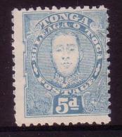 #527 - 1895 Early Tonga  SG 34b Mint - 5d Blue Perf 12x11 - Cat £24.00 - Tonga (1970-...)