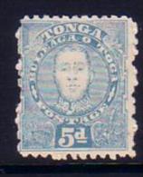 #454 - 1895 Early Tonga  SG 34 - 5d Blue Perf 12x12 - Cat £42.00 - Tonga (1970-...)