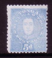 #104 - 1895 Early Tonga  SG 34b - 5d Pale Blue Perf 12x11 - Cat £24.00 - Tonga (1970-...)