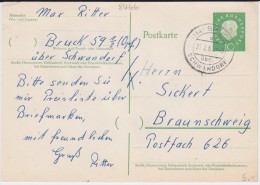 Bund Heuss Med P 37 PSt I Stempel Bruck ü Schwandorf 1961 - Postkaarten - Gebruikt