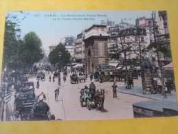 CPA Paris 75 Boulevard Saint-Denis Et La Porte-Saint-Martin Fiacre Taxi Animée Vieux  Paris - Taxi & Fiacre