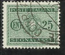 ITALIA REGNO ITALY KINGDOM 1934 SEGNATASSE TAXES DUE TASSE STEMMA CON FASCI COAT OF ARMS CENT. 25 USATO USED - Portomarken