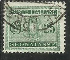 ITALIA REGNO ITALY KINGDOM 1934 SEGNATASSE TAXES DUE TASSE STEMMA CON FASCI COAT OF ARMS CENT. 25 USATO USED - Strafport