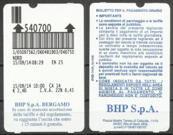 * Tiket - Biglietto Parcheggio A Ore - BHP S.p.A.  BERGAMO - Europa