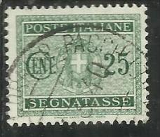 ITALIA REGNO ITALY KINGDOM 1934 SEGNATASSE TAXES DUE TASSE STEMMA CON FASCI COAT OF ARMS CENT. 25 USATO USED - Portomarken