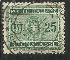 ITALIA REGNO ITALY KINGDOM 1934 SEGNATASSE TAXES DUE TASSE STEMMA CON FASCI COAT OF ARMS CENT. 25 USATO USED - Portomarken