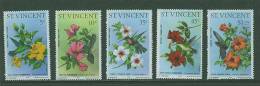 5S0126 Colibri Hibiscus 444 à 448 Saint Vincent 1976 Neuf ** - Colibris