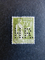 FRANCE H N° 284a Type Paix H.R. 67 Indice 5 Perforé Perforés Perfins Perfin  ! - Other & Unclassified