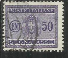 ITALIA REGNO ITALY KINGDOM 1934 SEGNATASSE TAXES DUE TASSE STEMMA CON FASCI COAT OF ARMS CENT. 50 USATO USED - Strafport