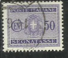 ITALIA REGNO ITALY KINGDOM 1934 SEGNATASSE TAXES DUE TASSE STEMMA CON FASCI COAT OF ARMS CENT. 50 USATO USED - Taxe