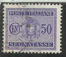 ITALIA REGNO ITALY KINGDOM 1934 SEGNATASSE TAXES DUE TASSE STEMMA CON FASCI COAT OF ARMS CENT. 50 USATO USED - Strafport