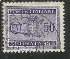 ITALIA REGNO ITALY KINGDOM 1934 SEGNATASSE TAXES DUE TASSE STEMMA CON FASCI COAT OF ARMS CENT. 50 USATO USED - Strafport