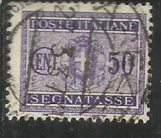 ITALIA REGNO ITALY KINGDOM 1934 SEGNATASSE TAXES DUE TASSE STEMMA CON FASCI COAT OF ARMS CENT. 50 USATO USED - Taxe