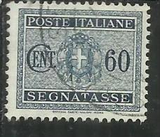 ITALIA REGNO ITALY KINGDOM 1934 SEGNATASSE TAXES DUE TASSE STEMMA CON FASCI COAT OF ARMS CENT. 60 USATO USED - Portomarken