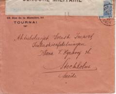 Belgische Censuur 1919 Bf PZ (B) 141 'TOURNAI 11.VI.1919" + Censuurband "CENSURE/MILITAIRE" + Geschreven "12" N. Zweden - Andere & Zonder Classificatie