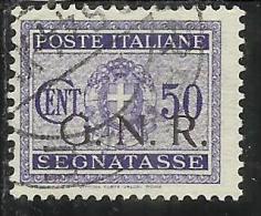 ITALIA REGNO ITALY KINGDOM 1944 REPUBBLICA SOCIALE ITALIANA RSI GNR G.N.R. TASSE TAXES SEGNATASSE CENT. 50 USED - Segnatasse