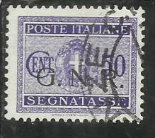 ITALIA REGNO ITALY KINGDOM 1944 REPUBBLICA SOCIALE ITALIANA RSI GNR G.N.R. TASSE TAXES SEGNATASSE CENT. 50 USED - Strafport