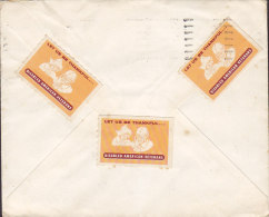 United States Airmail DAVENPORT Slogan "TUBERCULOSIS" 1954 Cover Lettre Diabled American Veterans Vignettes (2 Scans) - 2c. 1941-1960 Lettres