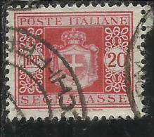 ITALIA REGNO LUOGOTENENZA 1945 SEGNATASSE SENZA FILIGRANA  LIRE 20 TIMBRATO USED - Portomarken