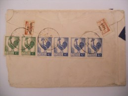 Algerie Algerie Lettre Recommande  De Oran 1944 Pour Paris Affranchissement Coq - Storia Postale