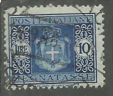 ITALY KINGDOM ITALIA REGNO LUOGOTENENZA 1945 TASSE TAXES DUE SEGNATASSE RUOTA LIRE 10 TIMBRATO USED - Postage Due