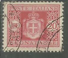 ITALY KINGDOM ITALIA REGNO LUOGOTENENZA 1945 TASSE TAXES POSTAGE DUE SEGNATASSE RUOTA WHEEL LIRE 20 USATO USED OBLITERE' - Taxe