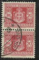 ITALY KINGDOM ITALIA REGNO LUOGOTENENZA 1945 TASSE TAXES DUE SEGNATASSE RUOTA LIRE 20 COPPIA USATA PAIR USED - Portomarken