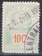 Stamp Stempel Marke Canton St. Gallen (suisse) 10 Cts º - Revenue Stamps