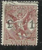 ITALY KINGDOM ITALIA REGNO 1924 SEGNATASSE TAXES TASSE DUE PER VAGLIA LIRE 1 USATO USED - Strafport Voor Mandaten
